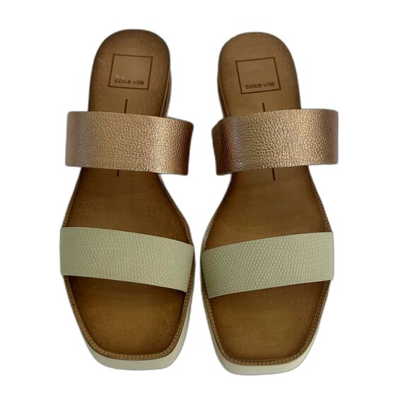 Dolce Vita Sandals Women’s Size 7.5 Color Metallic Rose Gold Beige Parni - Picture 7 of 10